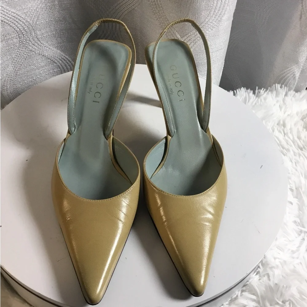 Gucci Leather Pointed-Toe Slingback Pumps - Picture 1 of 8